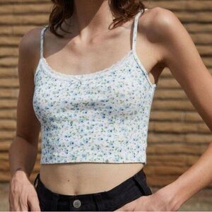 Brandy Melville Blue Floral Lace Crop Top